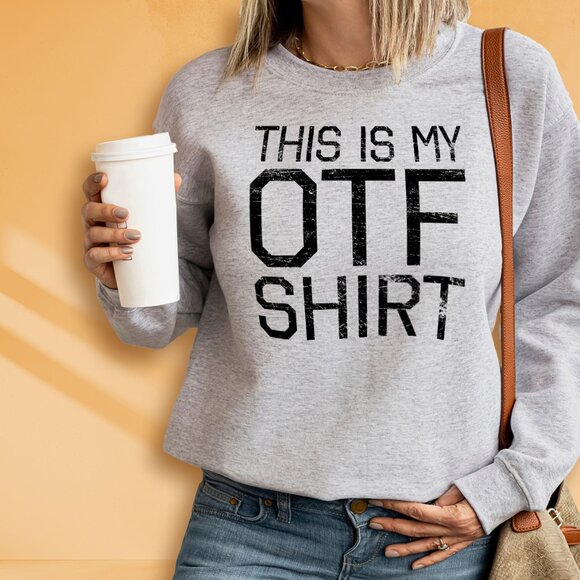 Orangetheory My OTF distressed orange theory Gildan crewneck sweatshirt grey - Picture 1 of 2